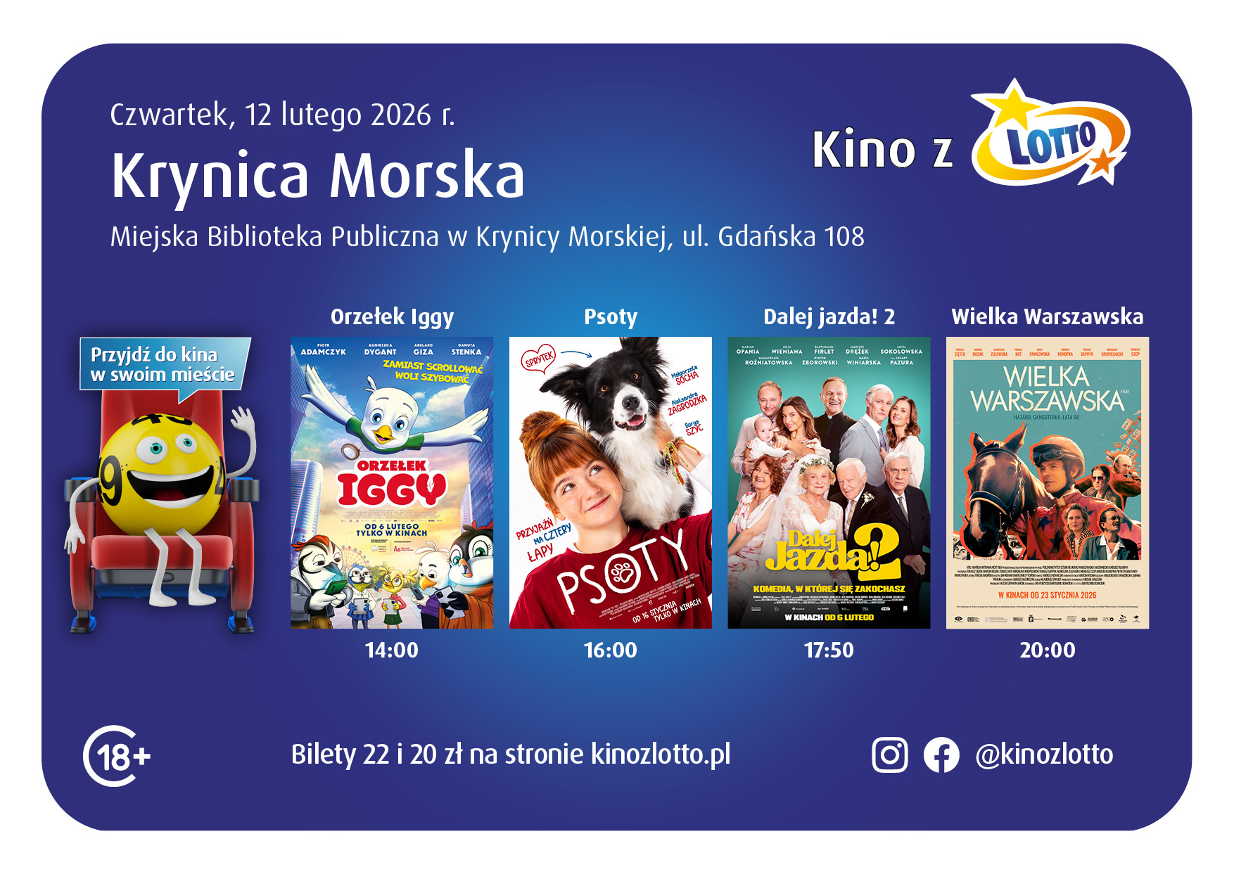 Kino z LOTTO w Miejskiej Bibliotece Publicznej w Krynicy Morskiej!