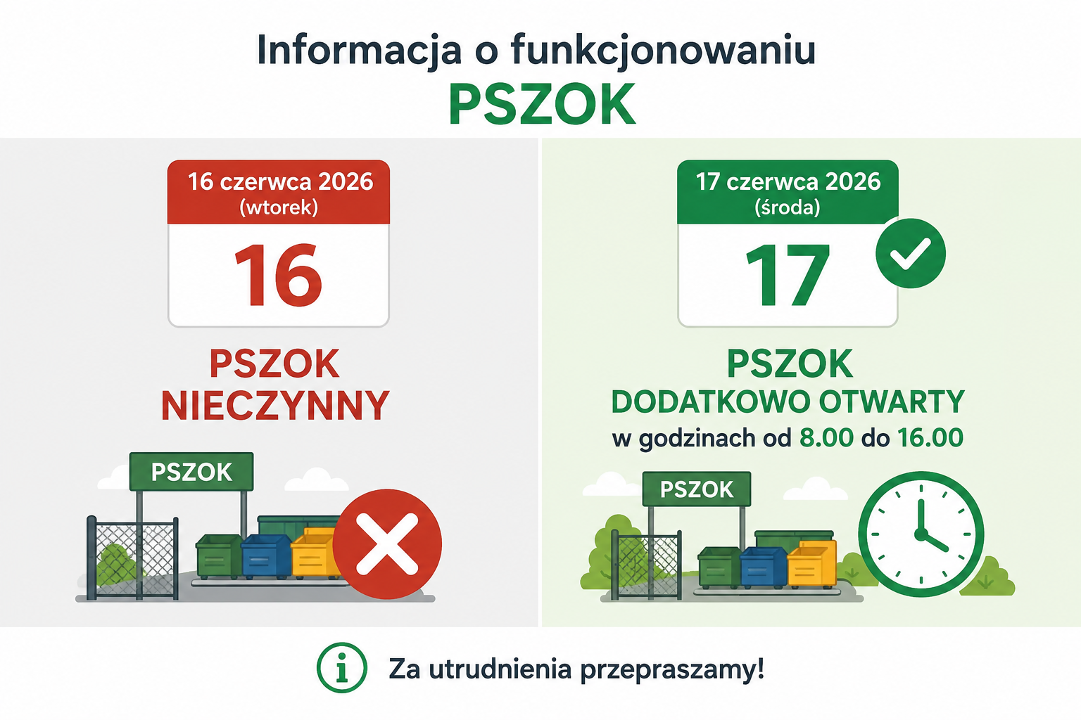 PSZOK nieczynny 16 czerwca 2026 r.