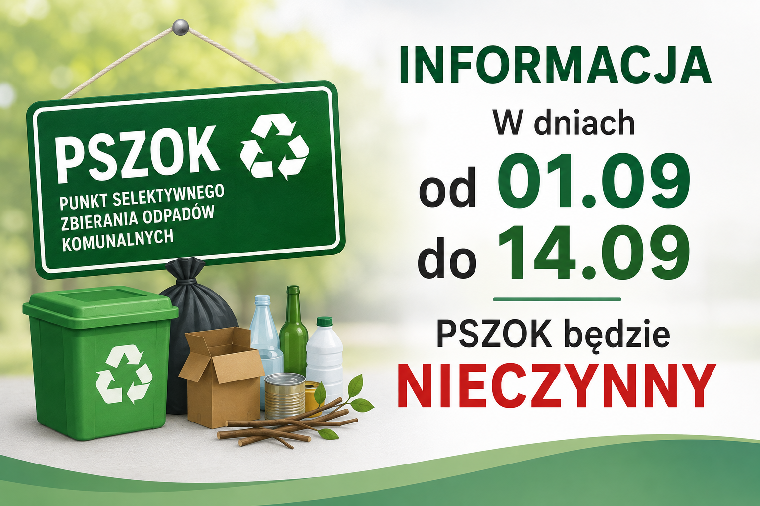 Informacja o czasowym zamknięciu PSZOK